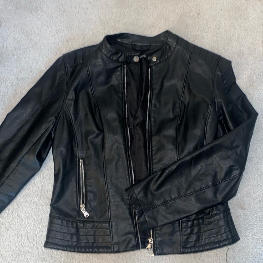 faux leather bomber jacket